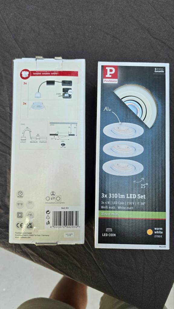 Paulmann Nova mini LED inbouwspots set - 3x warm wit, Ophalen, Nieuw