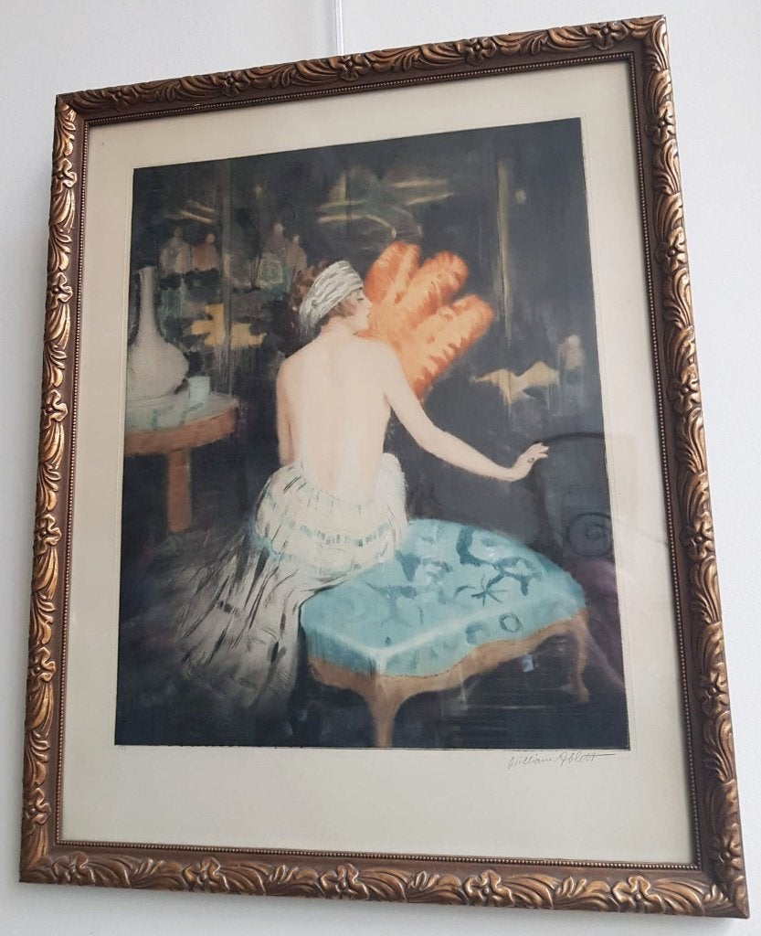 William Ablett ets Art Deco., Antiek en Kunst, 53 cm, Ets, 67 cm, Ophalen of Verzenden