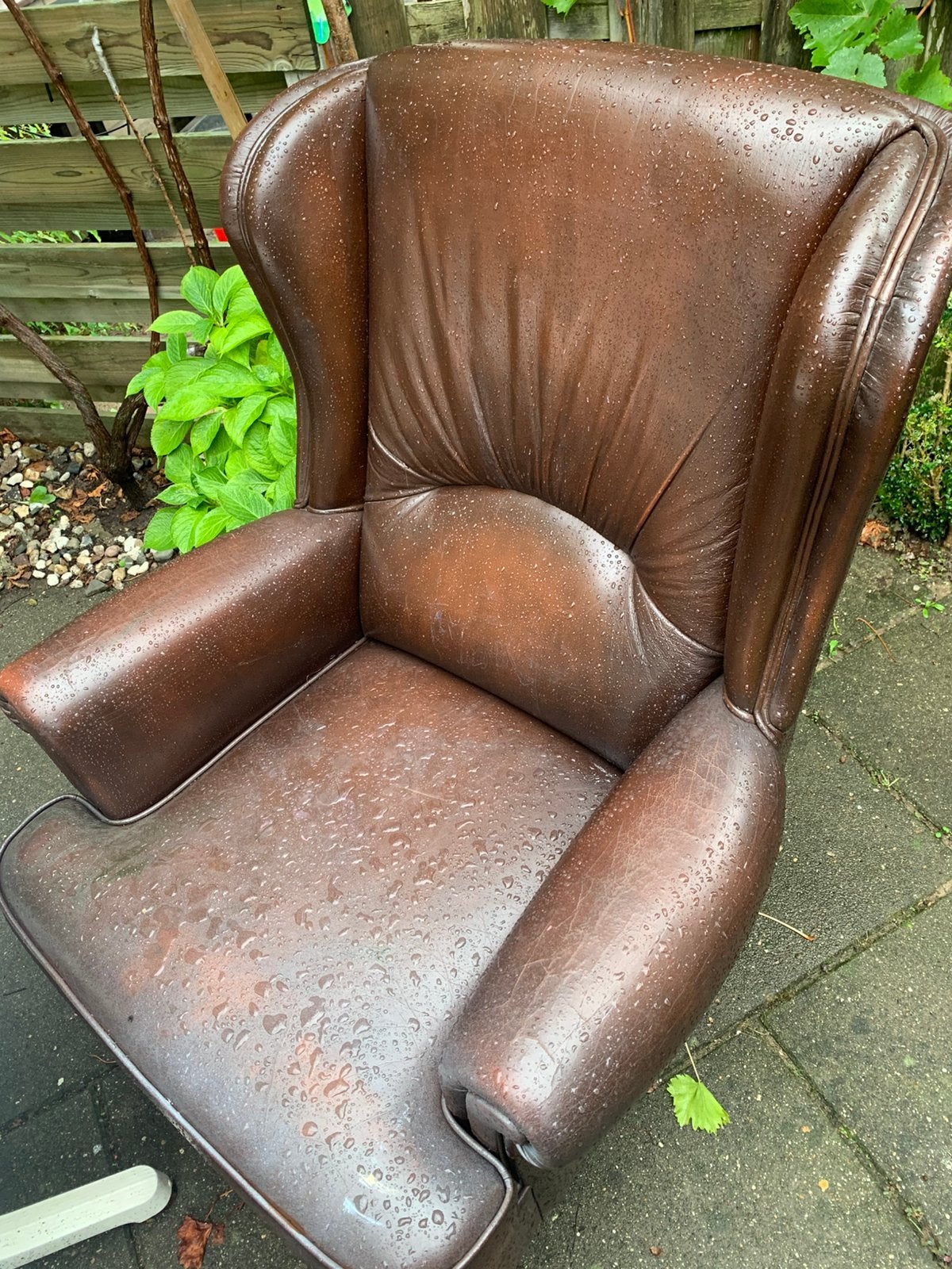 lederen oorfauteuil, Ophalen, Gebruikt, 75 tot 100 cm