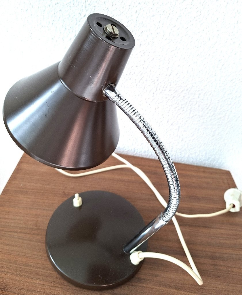 Vintage bureaulamp -bruine tafellamp in de stijl HALA-60/70s, Inclusief lichtbron, Bureaulamp, Gebruikt, Overige merken