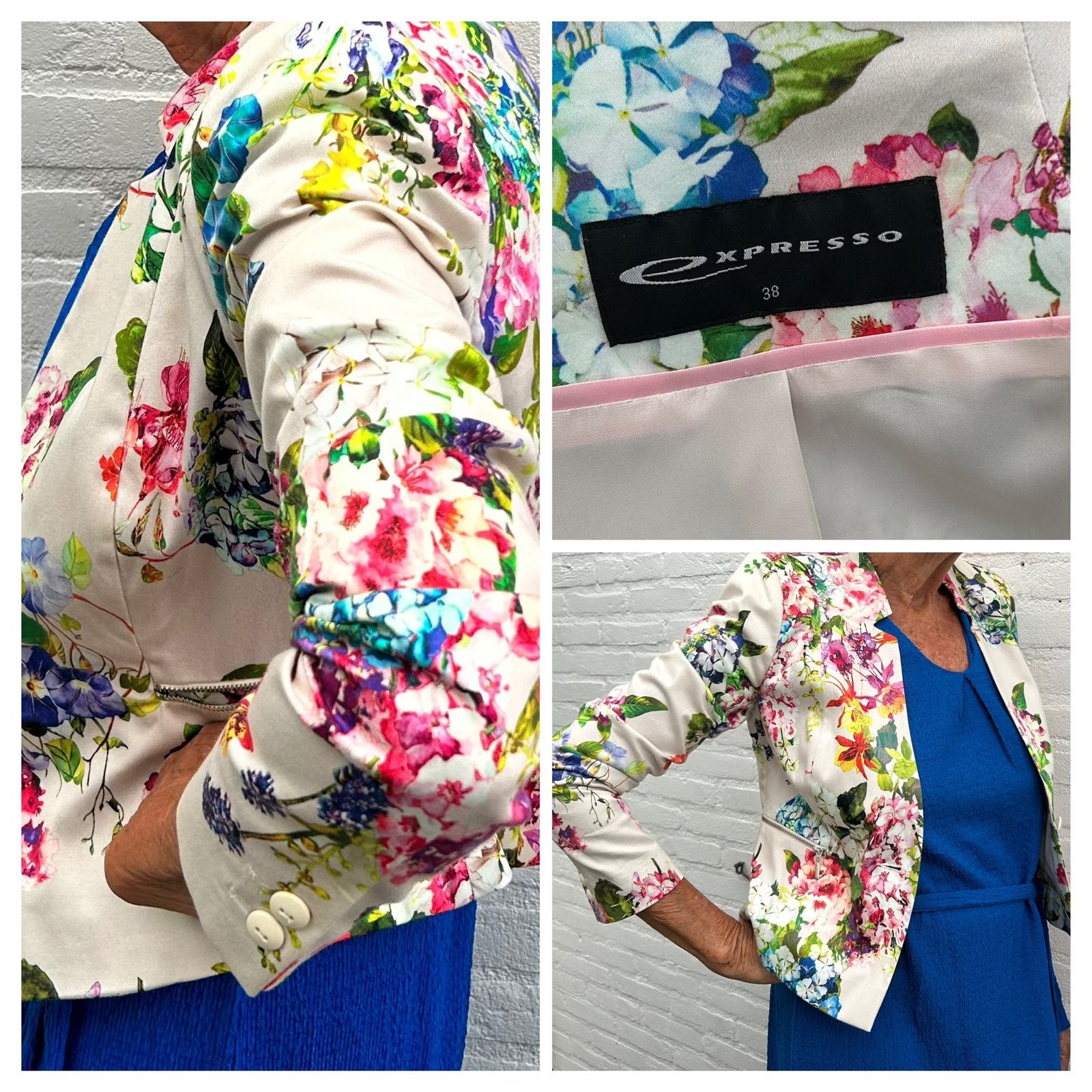 Nieuwe Expresso Colbert met bloemenprint - Maat 38, Maat 38/40 (M), Meerkleurig, Nieuw, Ophalen of Verzenden