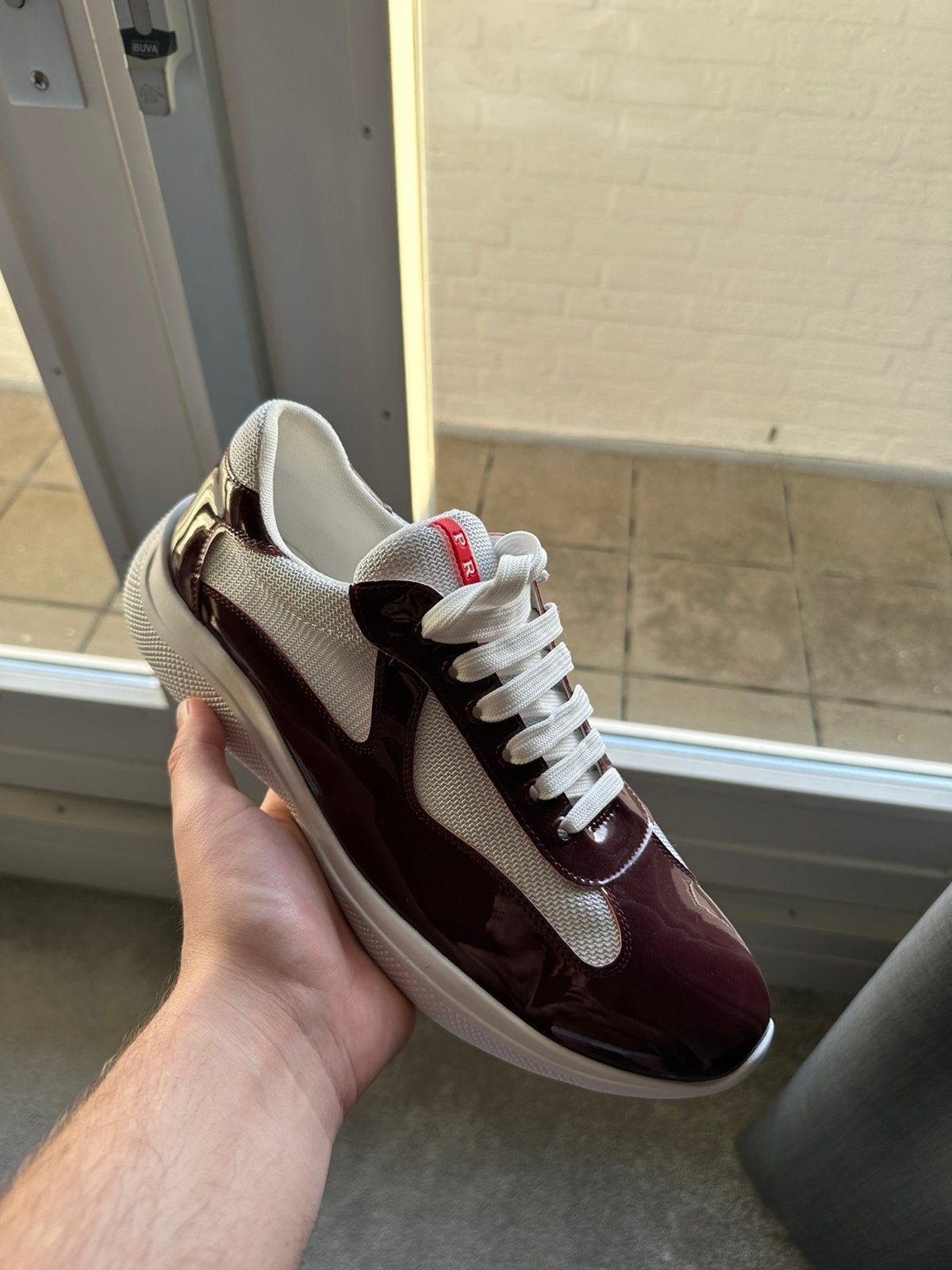 Prada Cup sneaker Burgundy Red maat 46, Overige kleuren, Nieuw, Ophalen of Verzenden, Sneakers of Gympen