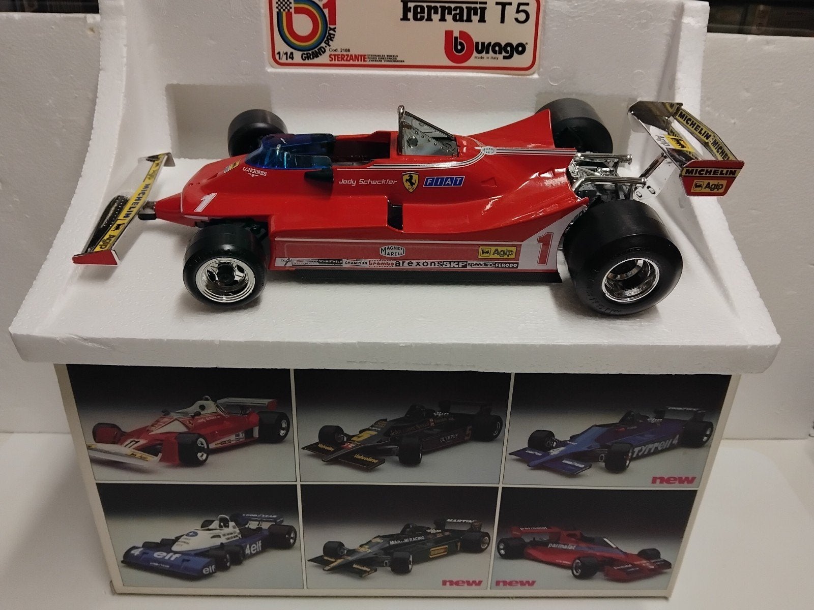grote Ferrari 312 T5 Jody Scheckler #1 old Bburago 1:14 KRD, Ophalen of Verzenden, Zo goed als nieuw, Auto, Bburago