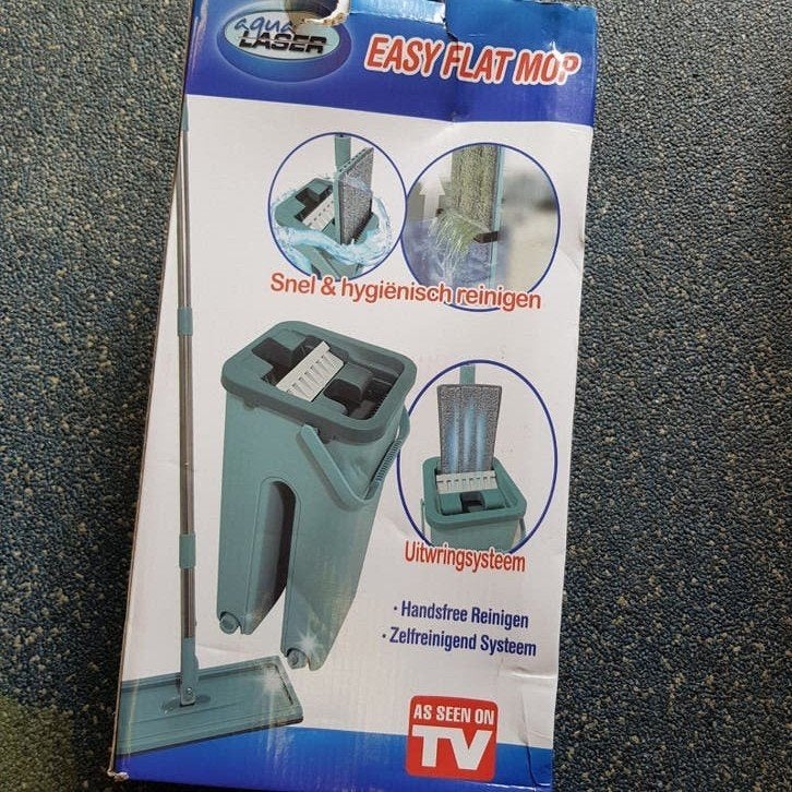 Aqua Laser Easy Flat Mop met emmer - Nieuw in doos, Ophalen of Verzenden, Mop of Dweil