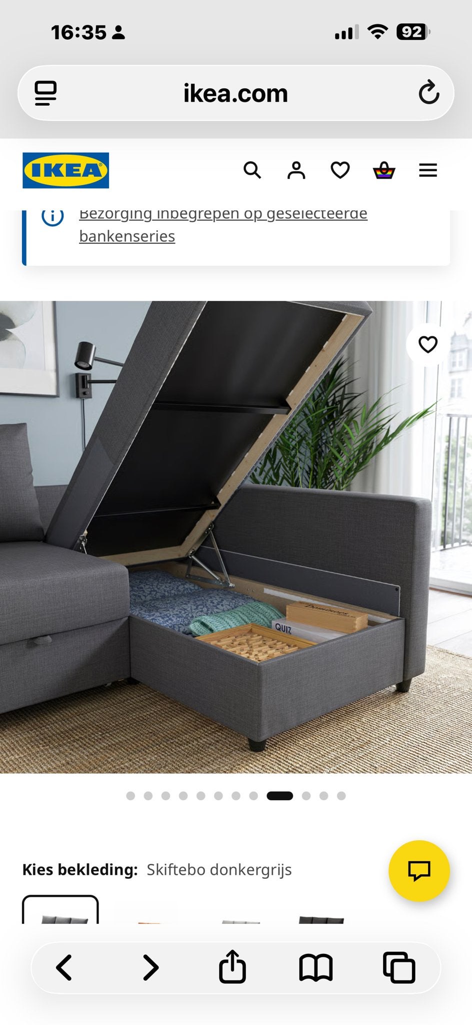IKEA Friheten Hoekbank met opberger, Hyllie beige, Huis en Inrichting, Slaapkamer | Slaapbanken, Gebruikt, Beige, Tweepersoons