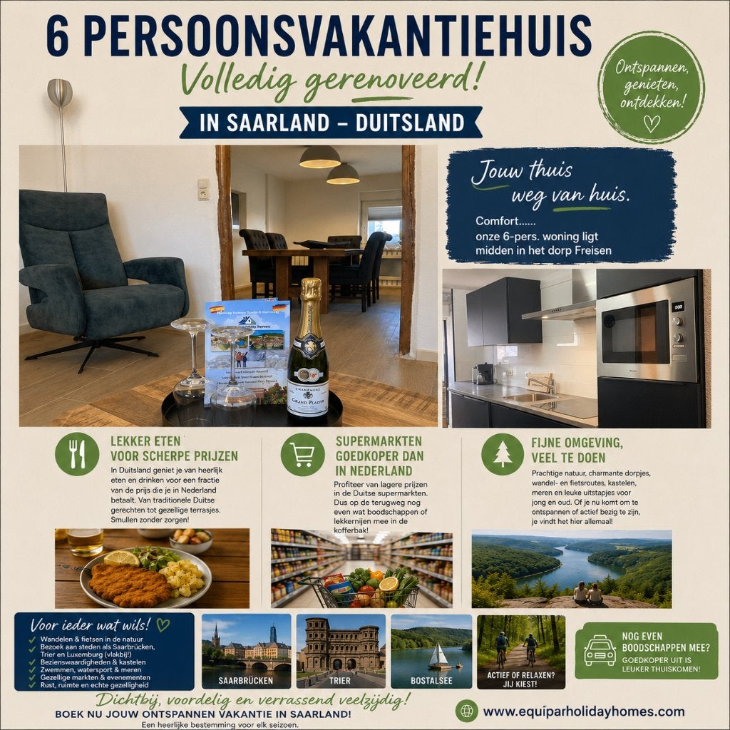 Ruime 6 pers vakantiewoning - Duitsland Saarland, Vakantie, Vakantiehuizen | Duitsland, Dorp, Overige typen, In bos, Wasmachine