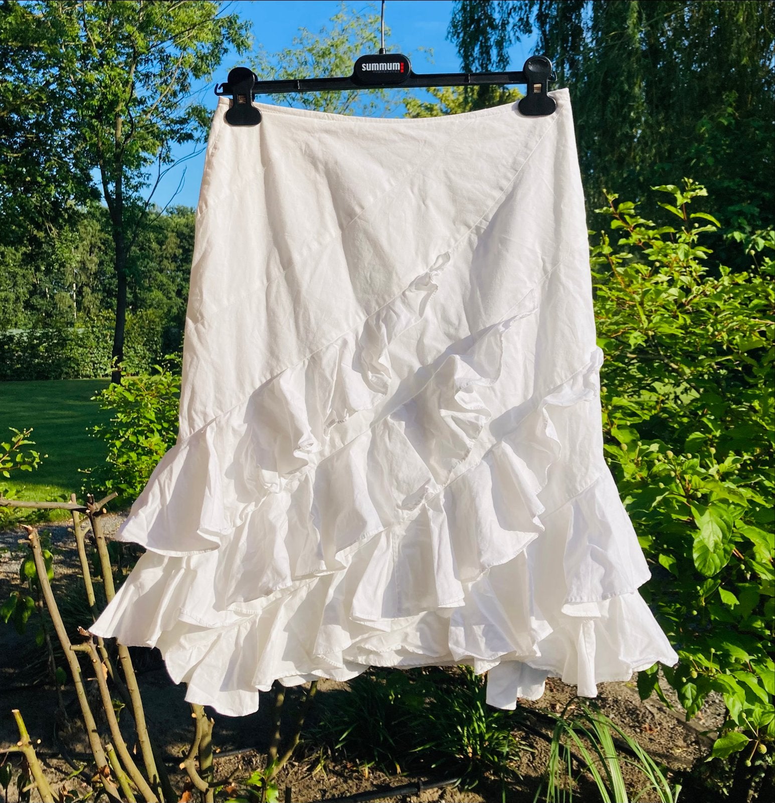 Witte Spaanse rok ruches - Cottonade Paris, Wit, Zo goed als nieuw, Knielengte, Ophalen