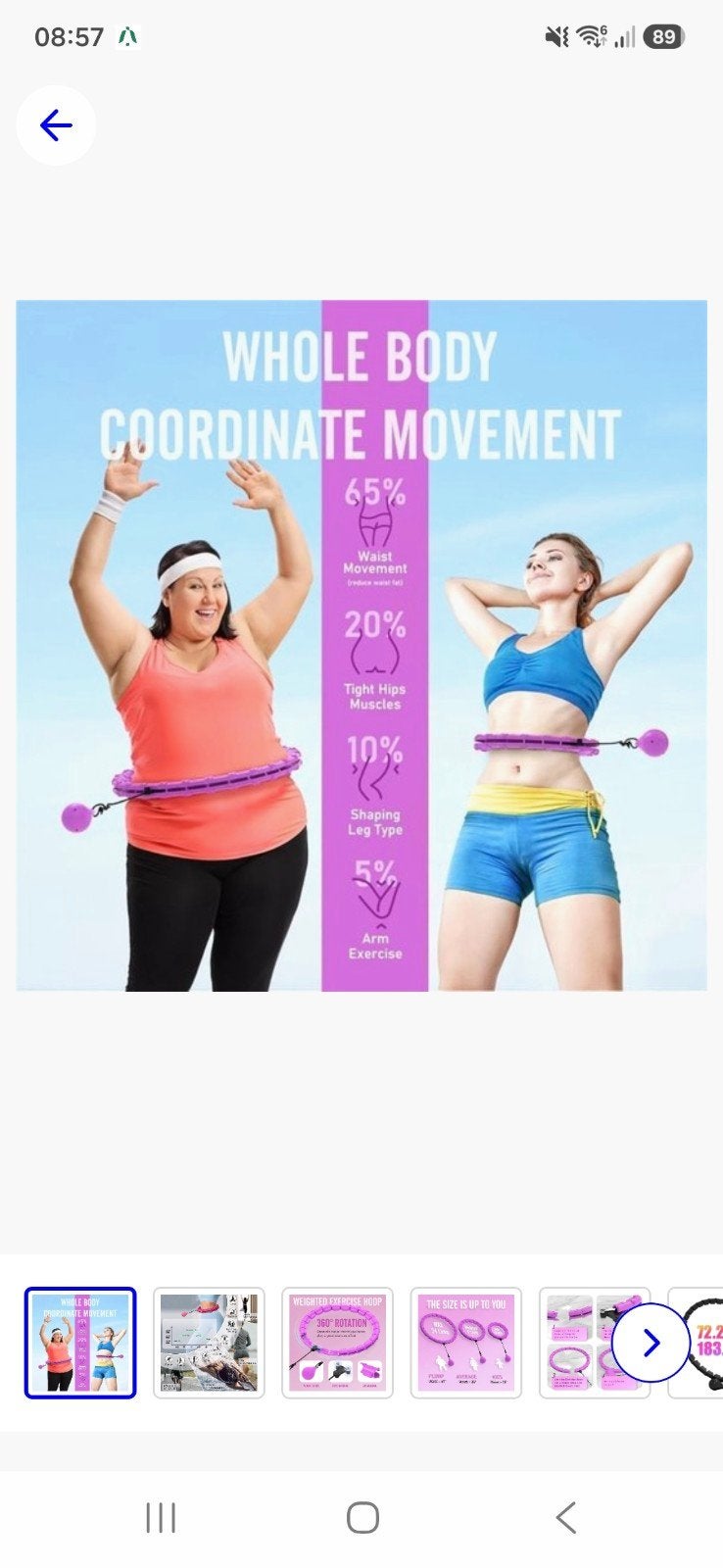 Zoluko Smart Hoelahoep Fitness met Gewicht, Ophalen, Met gewicht, Nieuw, Fitness hoelahoep
