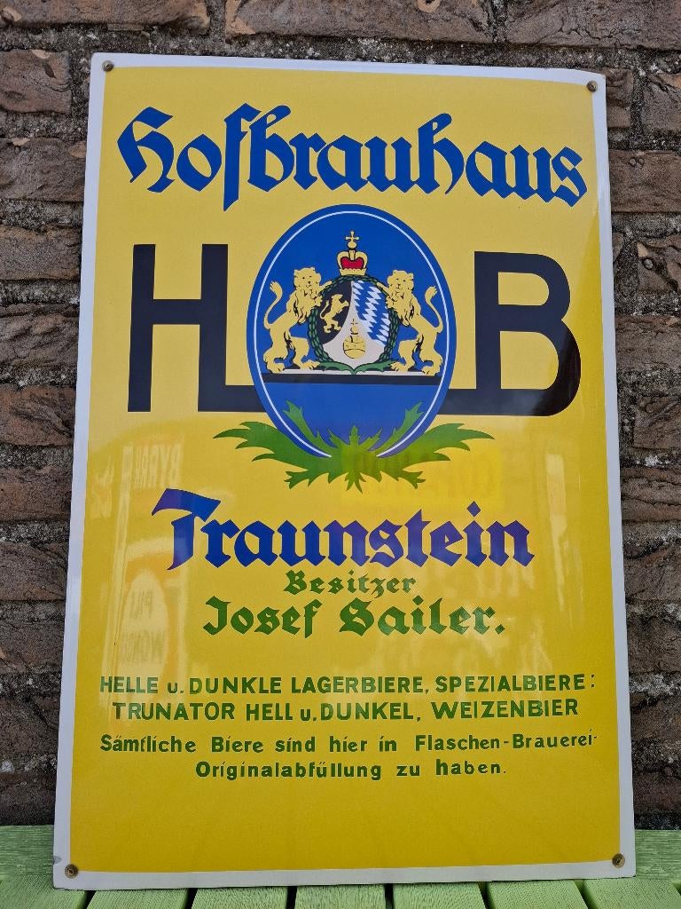 Emaillebord Hofbräuhaus München bier, Ophalen of Verzenden, Nieuw, Reclamebord, Plaat of Schild, Overige merken