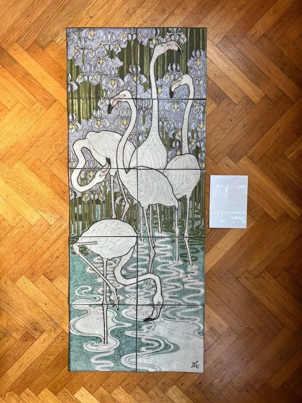 Flamingo Tableau karton - Set van 10 Kunstkaarten (21x21cm), Artig.nl, Papier/karton, Nieuw, Ophalen of Verzenden
