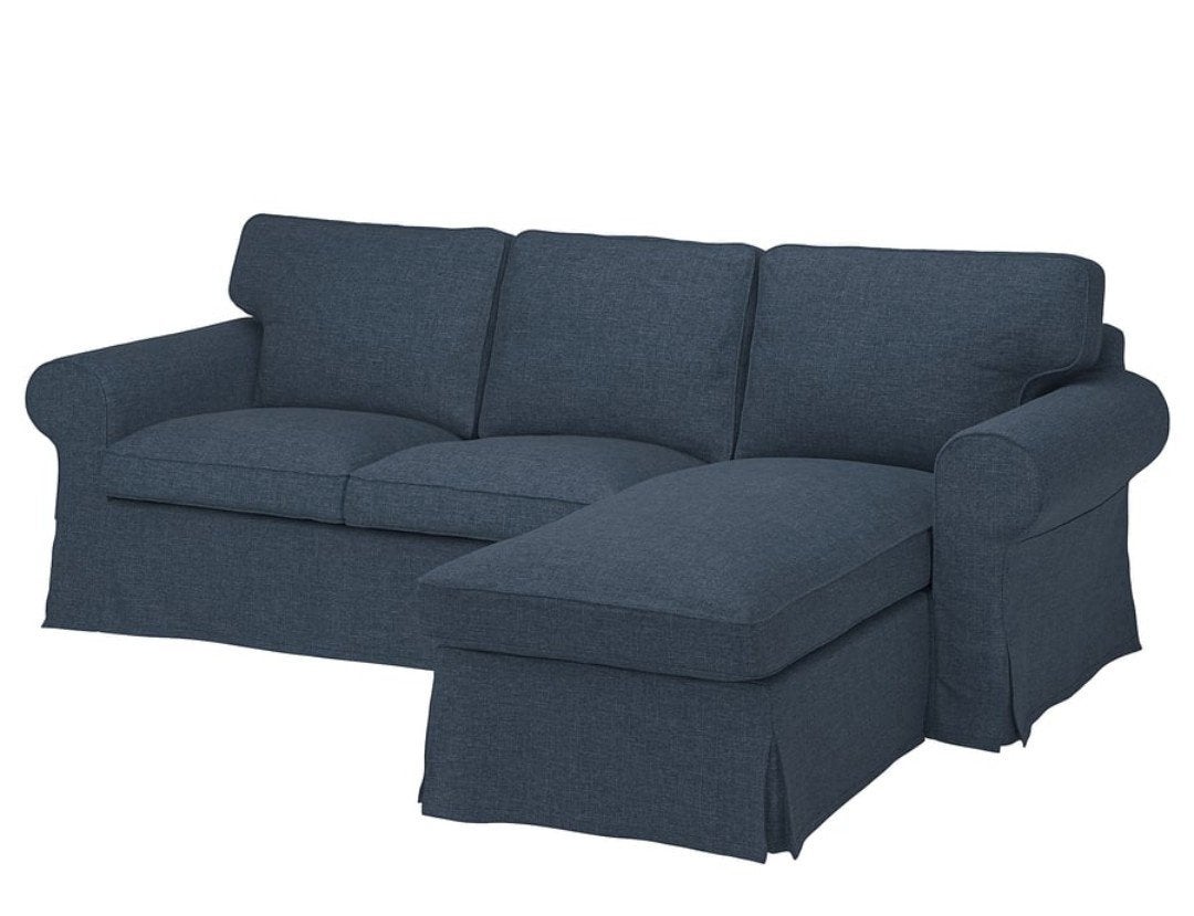 Ikea Ektorp 3-zitsbank met chaise longue, donkerblauw, Ophalen, Gebruikt, Hoekbank, Driepersoons
