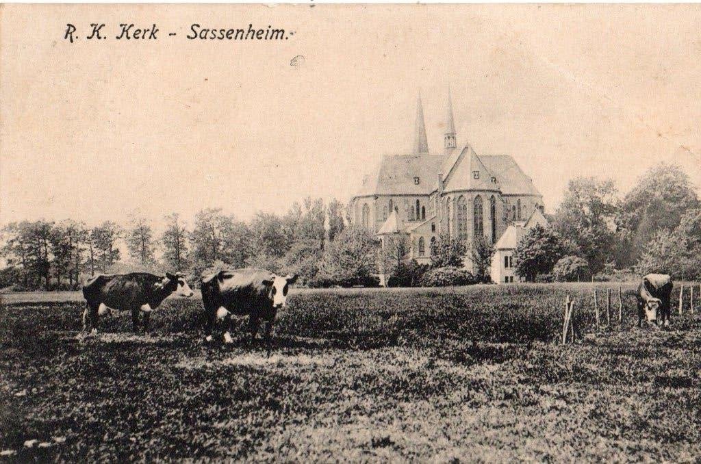Sassenheim, Gezicht op de R.K. Kerk. 7108, Verzenden, Voor 1920, Gelopen, Zuid-Holland