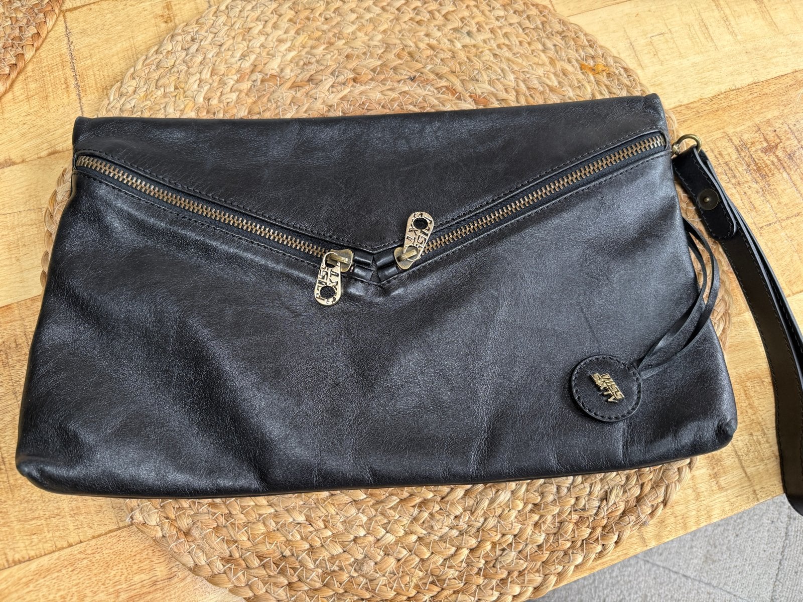Miss Sixty Leren Clutch Zwart - Goede Staat, Sieraden, Tassen en Uiterlijk, Ophalen of Verzenden, Gebruikt, Zwart, Avondtasje