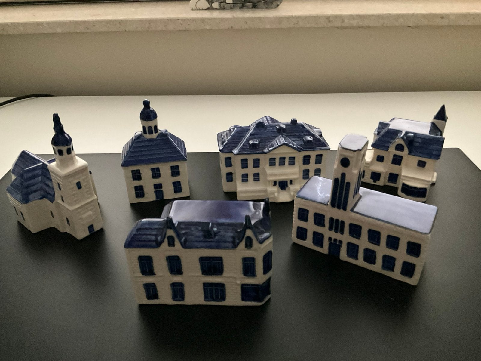 6 Delfts blauwe miniatuur huisjes in KLM stijl, Verzamelen, Ophalen of Verzenden, Zo goed als nieuw, 1 t/m 20
