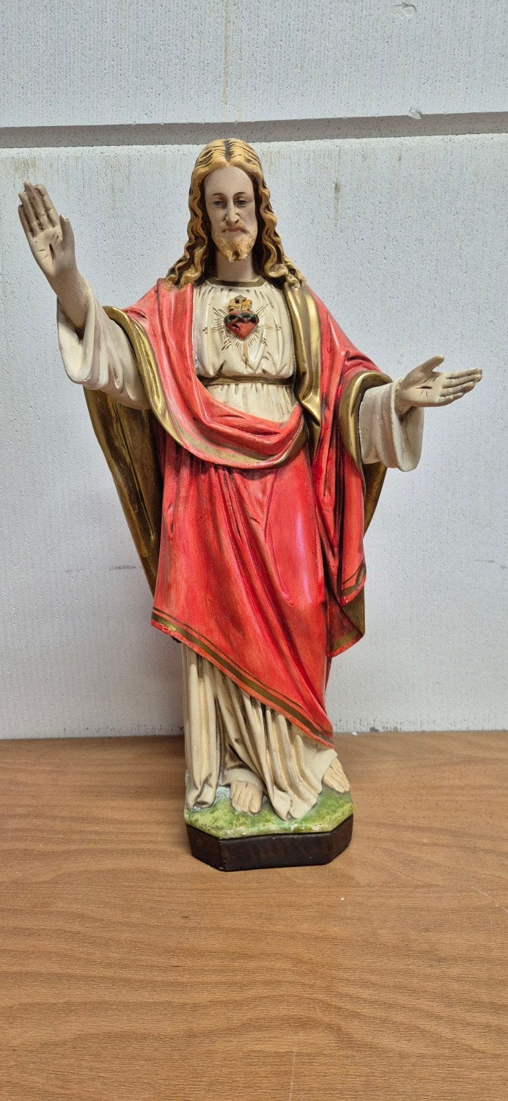 Vintage Heilig Hart Jezus beeld - Religieuze decoratie, Ophalen of Verzenden