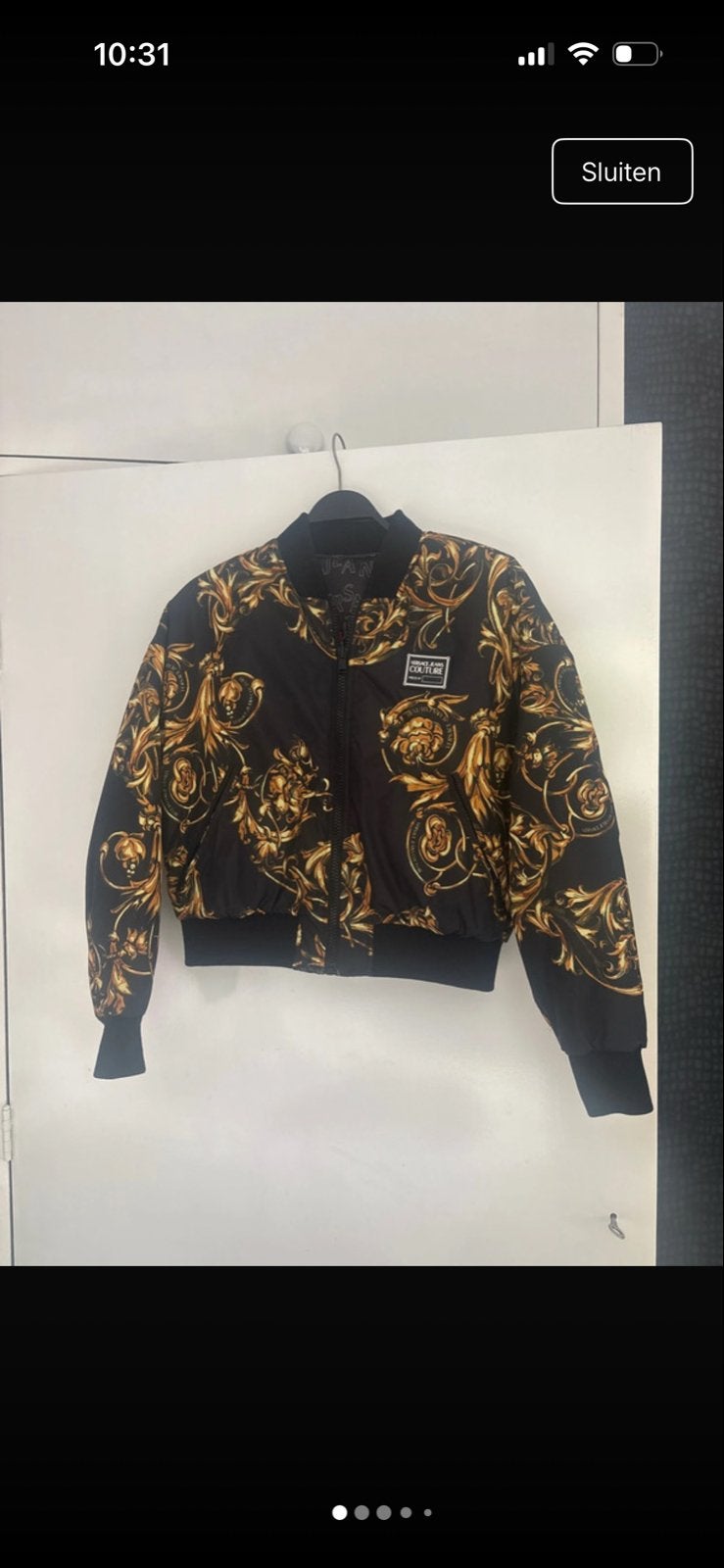 Versace Jeans Couture Bomberjack Zwart Goud Barok Print, Ophalen, Nieuw, Maat 38/40 (M), Zwart