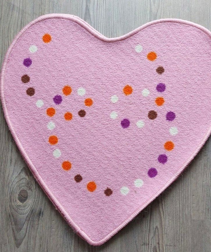 Roze hartvormige vloerkleden met stippen (3 stuks), Speels, Kinderkamer, Hartvormig, Minder dan 50 cm, Gebruikt, Minder dan 50 cm
