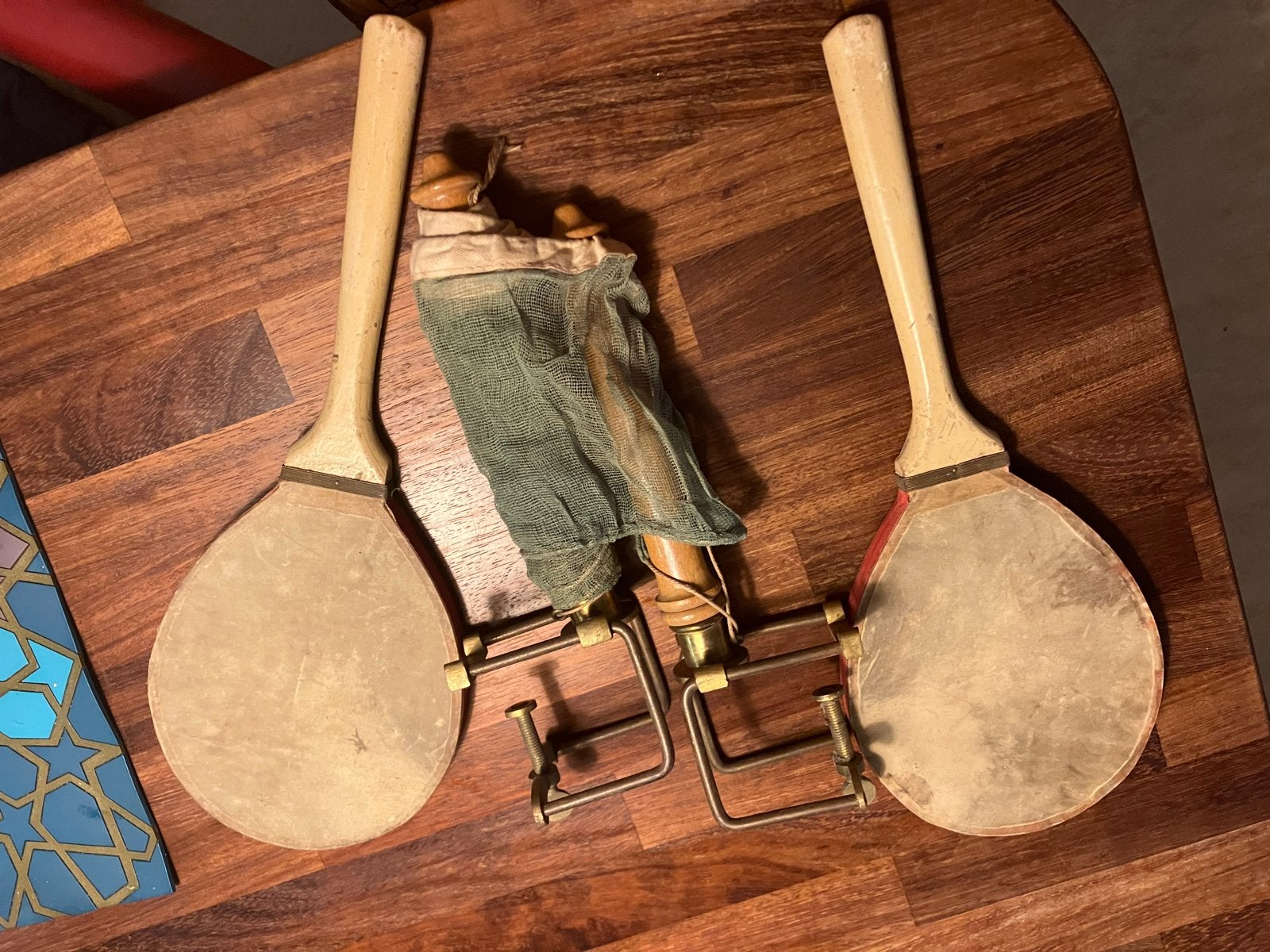 Antiek tafeltennis setje - Vintage batjes en net, Ophalen of Verzenden, Gebruikt, Net, Batje(s) of Balletje(s)