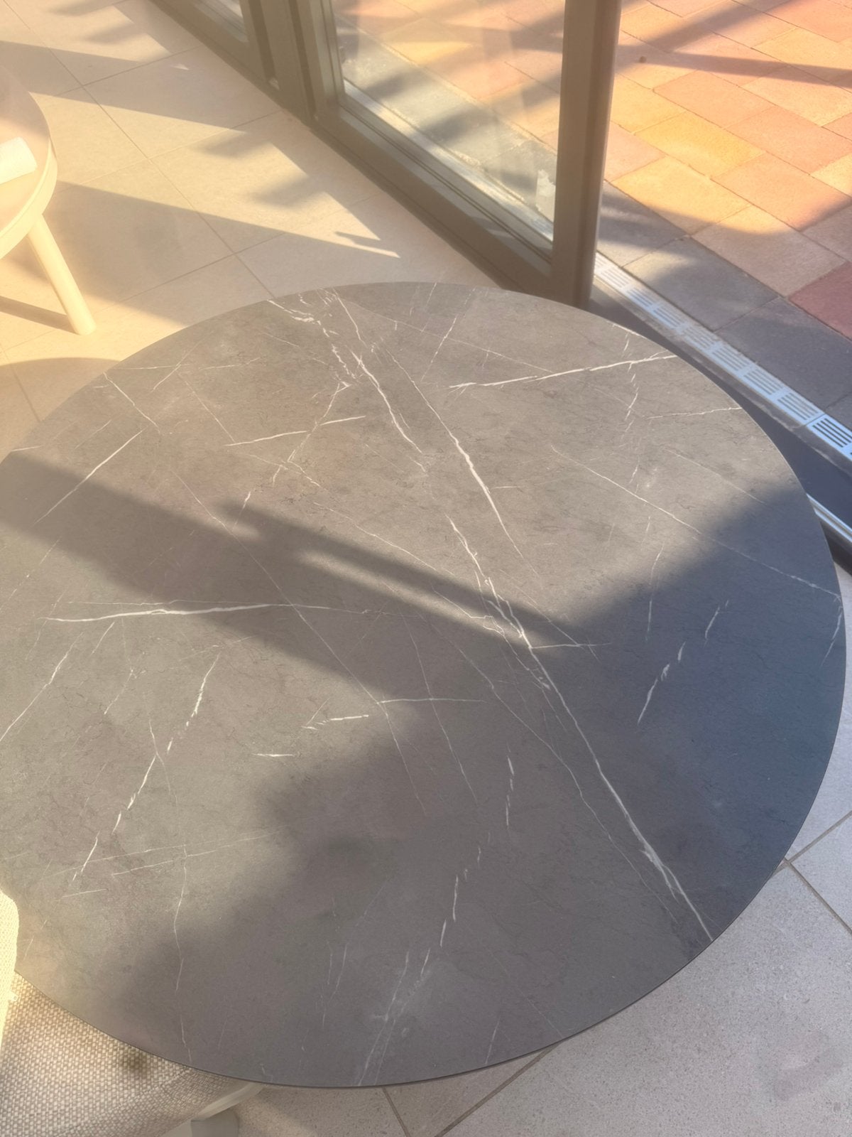 Mariedamm marmeren look ronde tafel 105 cm, Ophalen, Overige materialen, Marmeren look, Rond
