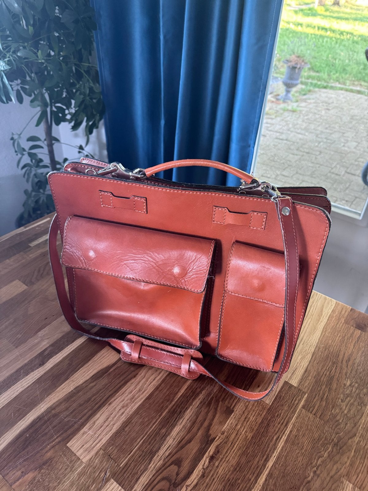 2 Vintage Leren Aktetassen - Bruin, Ophalen, 40 tot 60 cm, 20 tot 30 cm, Bruin