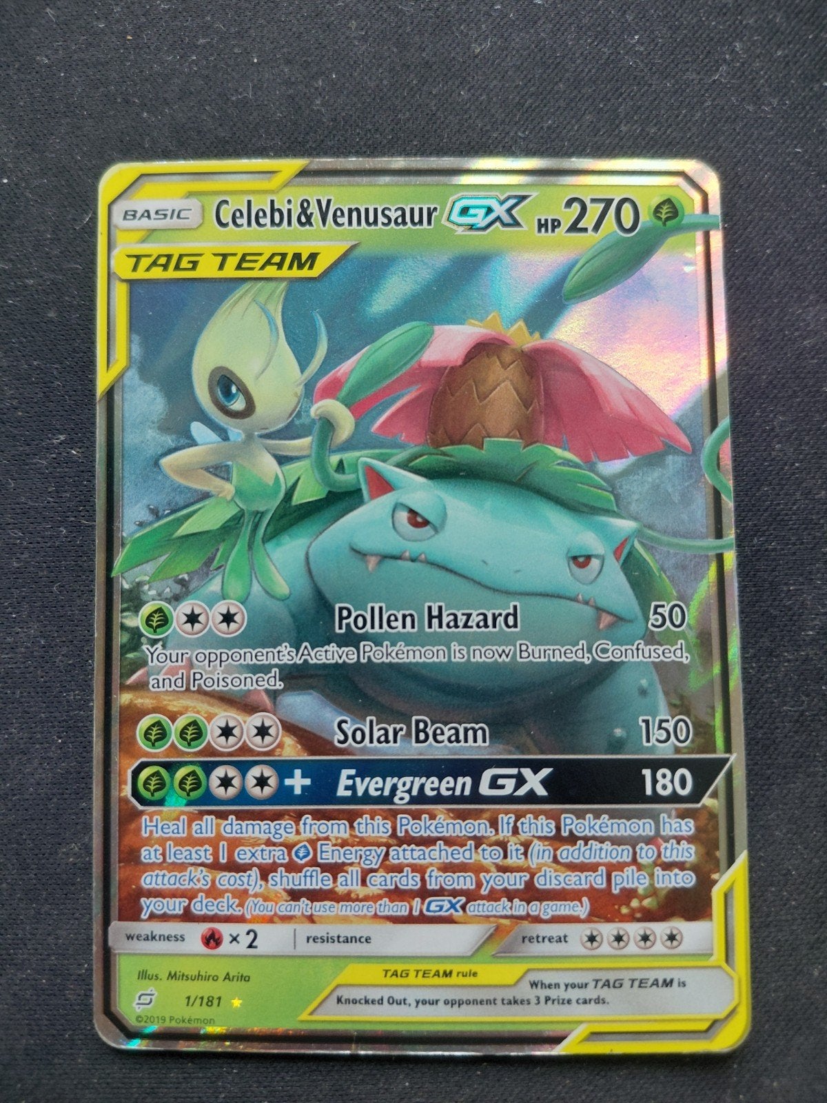 Pokemonkaart Celebi&Venusaur GX 1/181, Ophalen of Verzenden, Zo goed als nieuw, Losse kaart