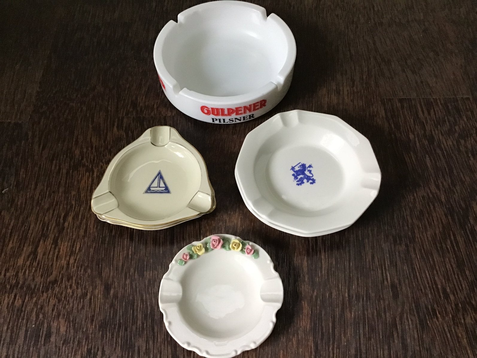 6 asbakken o.a. Gulpener - Regout - Barok - Bavaria, Ophalen of Verzenden