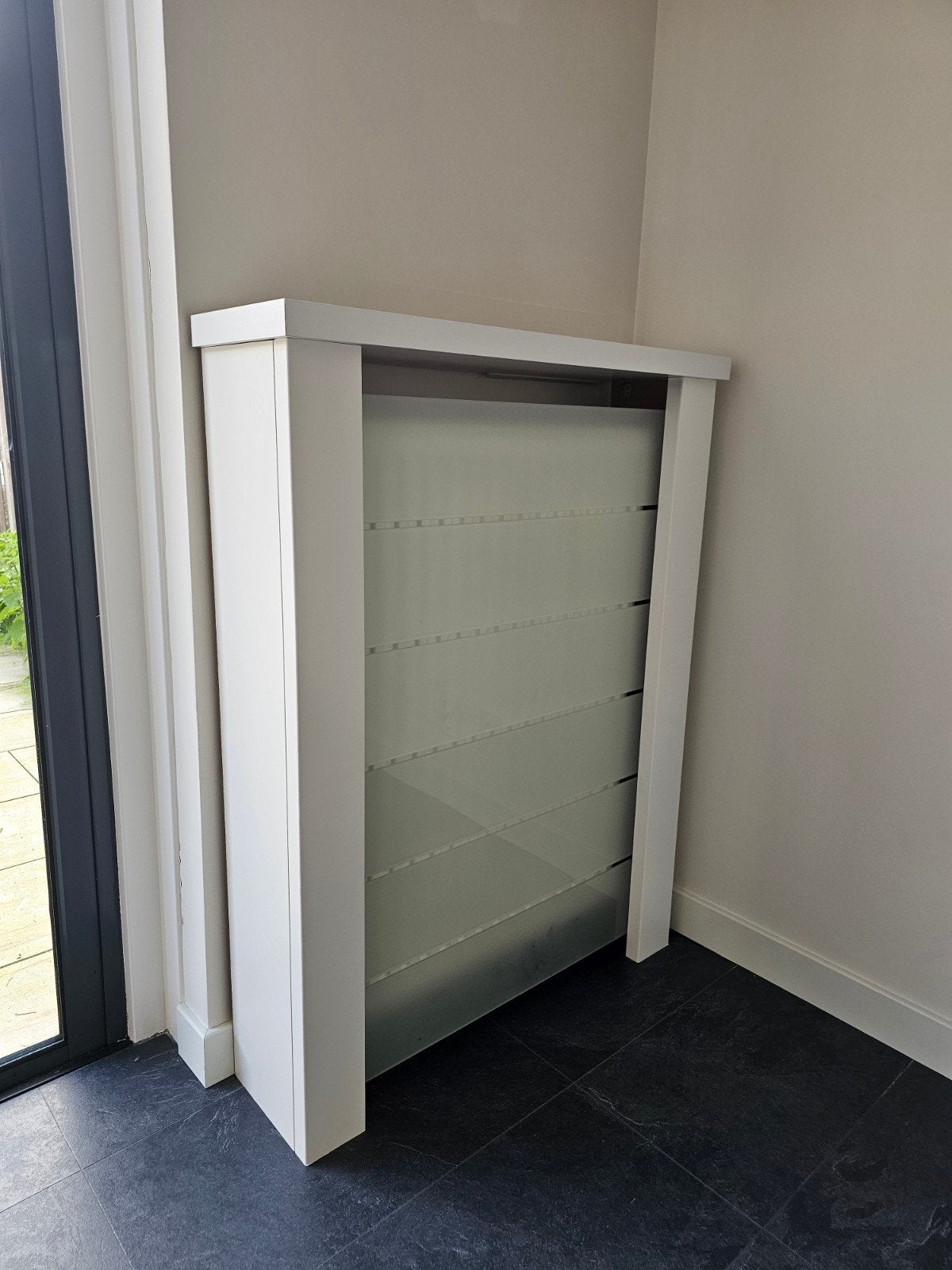 CanDo Brighton radiatorombouw radiatorbekleding mat glas, Ophalen, Zo goed als nieuw, Modern, Wit