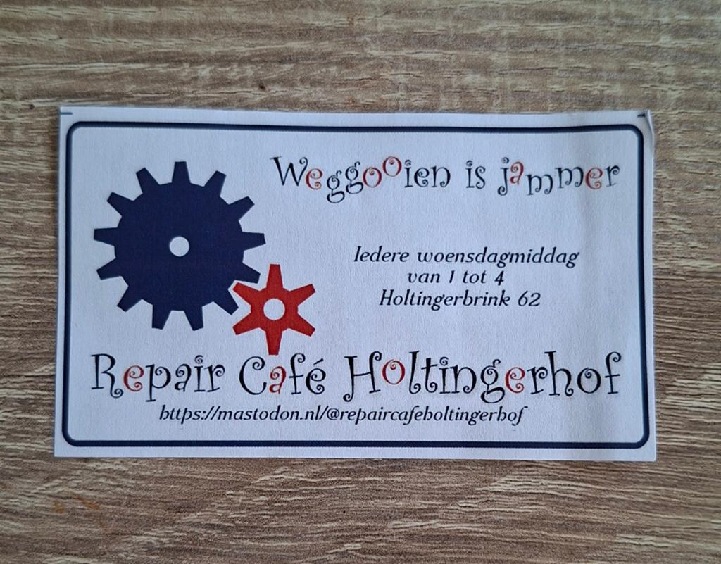 Repaircafe Holtingerhof, Holtingerbrink 62 Emmen, Ophalen of Verzenden