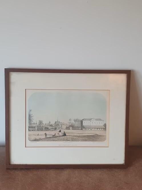 Steendruk 1860 stationsgebouw Zevenaar Heijmans Blommers, Antiek en Kunst, Ophalen