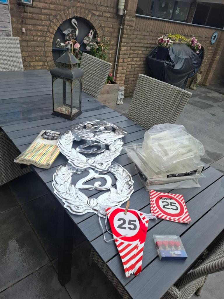 Feest artikelen voor 25jr, Ophalen, Versiering, Verjaardag