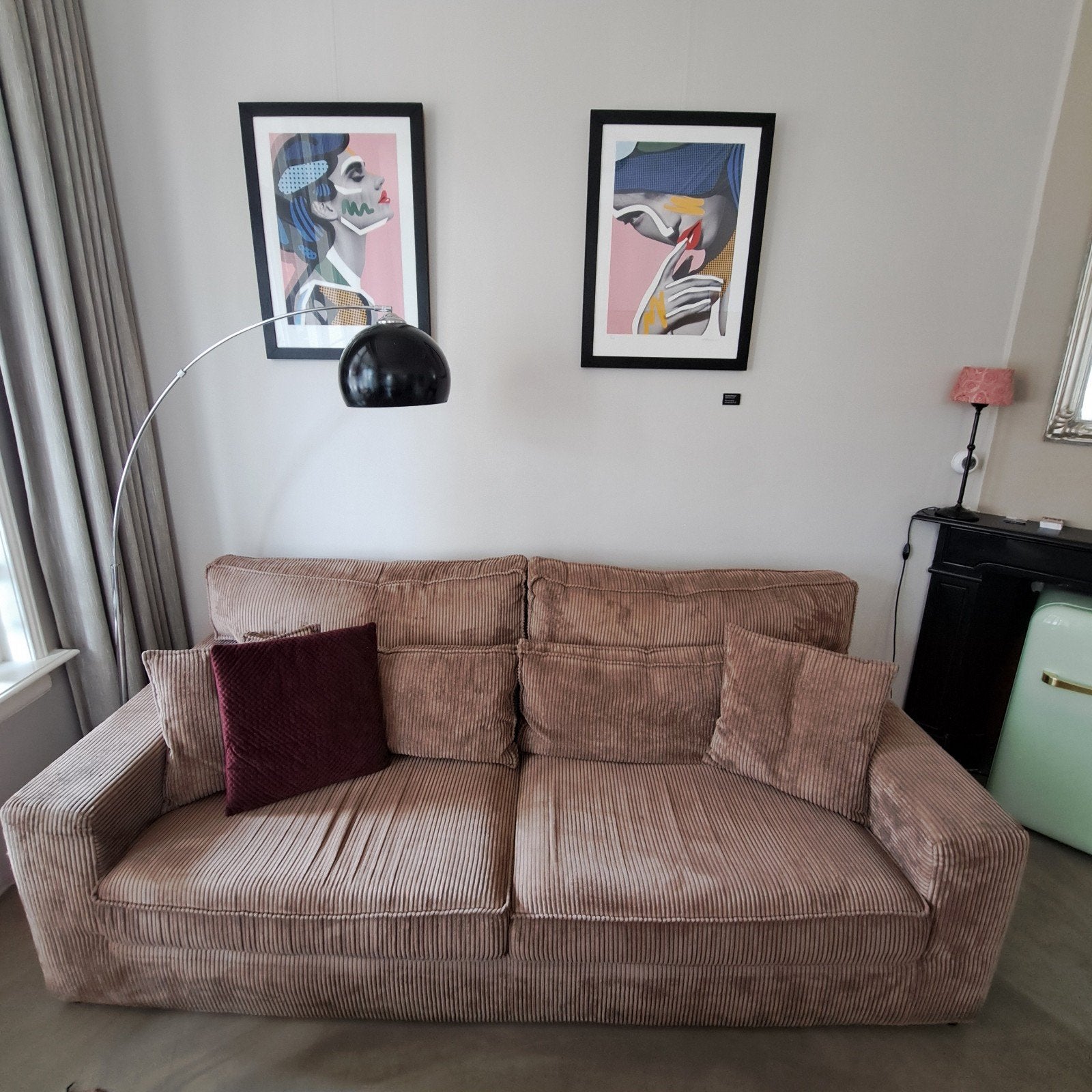 Comfortabele ribstof bank - dxbxh 105x225x90, Huis en Inrichting, Banken | Bankstellen, Modern, Comfortabel, Gebruikt, Driepersoons