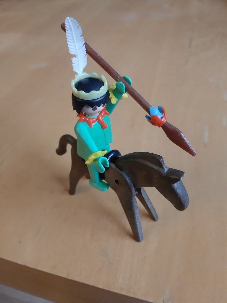 Vintage Playmobil: Indiaan met paard (Set 3124x), Gebruikt, Complete set, Ophalen of Verzenden, Figuren