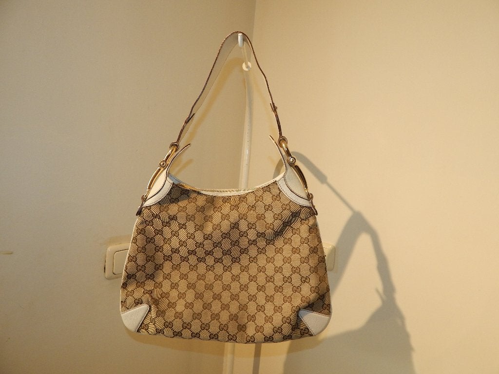 Gucci schoudertas monogram stof leer details horsebites ZGAN