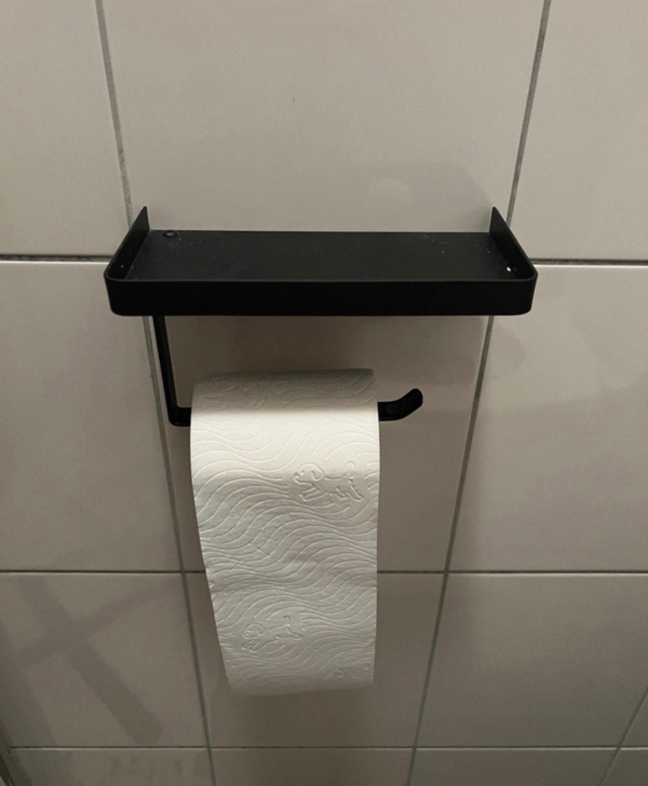 Nieuwe RVS toiletrolhouder met plateau - Mat zwart, Ophalen of Verzenden, Nieuw, Rvs, Toilet