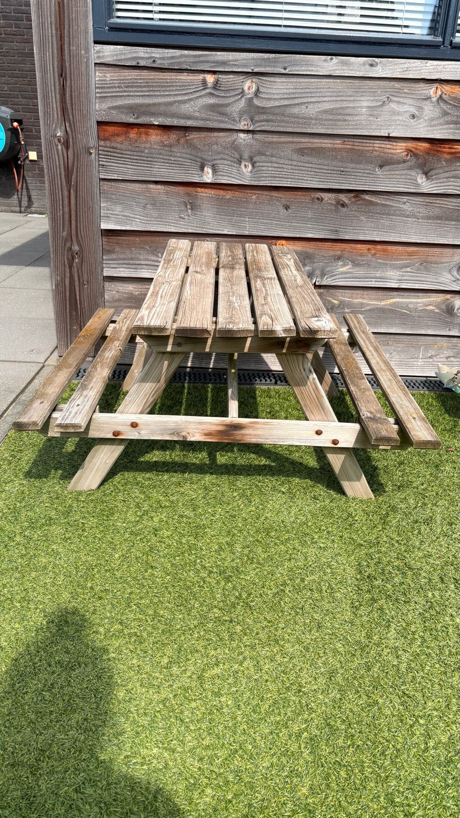 Houten picknicktafel voor kinderen, Tuin en Terras, Picknicktafels, Gebruikt, Rechthoekig, Hout, Ophalen