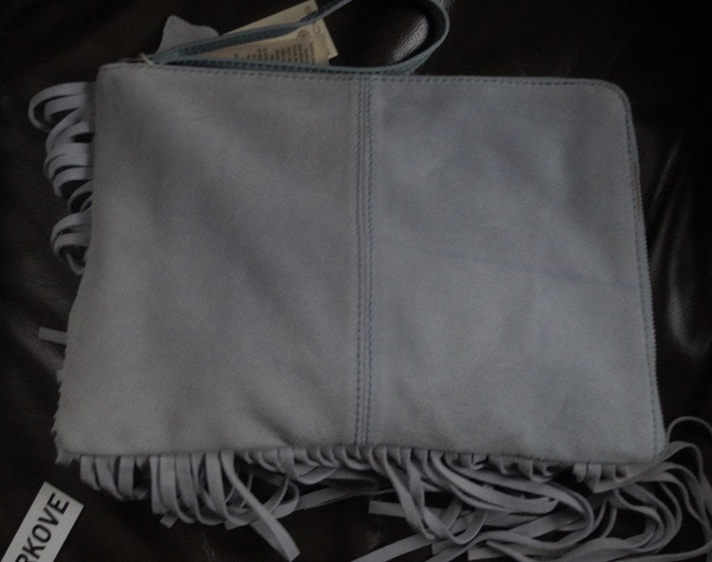 CLUTCH OF POLS TAS VAN BLAUW SUEDE LEER * Nieuw *, Verzenden, Nieuw, Blauw, Overige typen
