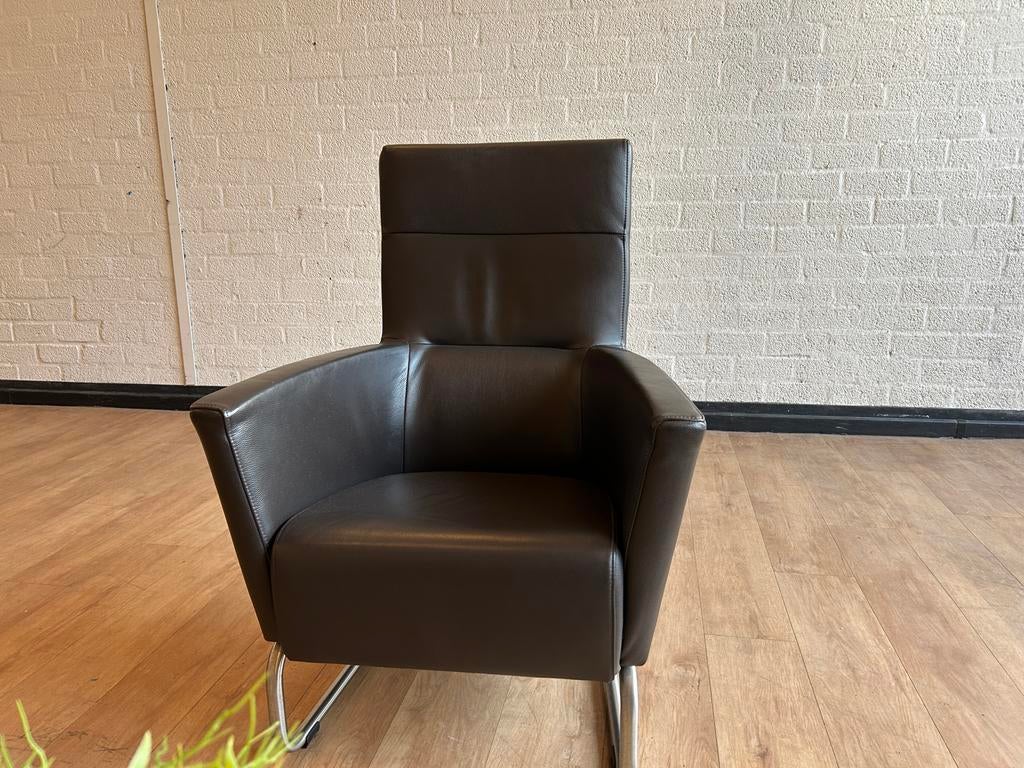 Goossens Lounge Stoel Runderleer, Huis en Inrichting, Fauteuils, Ophalen, Luxe, Leer, Zo goed als nieuw