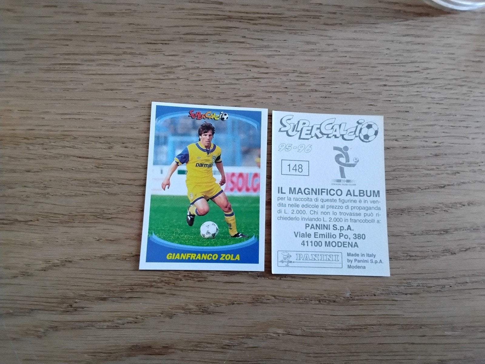 Panini Supercalcio 95-96 Gianfranco Zola Sticker 148, Ophalen of Verzenden, Zo goed als nieuw, Buitenlandse clubs, Poster, Plaatje of Sticker