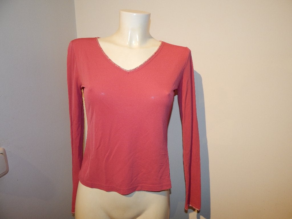 Etro roze kwaliteits shirt sier randje hals mouwen mt S