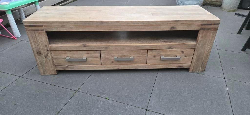 Accaciahout tv kast+ gratis hoge kast, Huis en Inrichting, Ophalen of Verzenden, Gebruikt, 25 tot 50 cm, Minder dan 100 cm