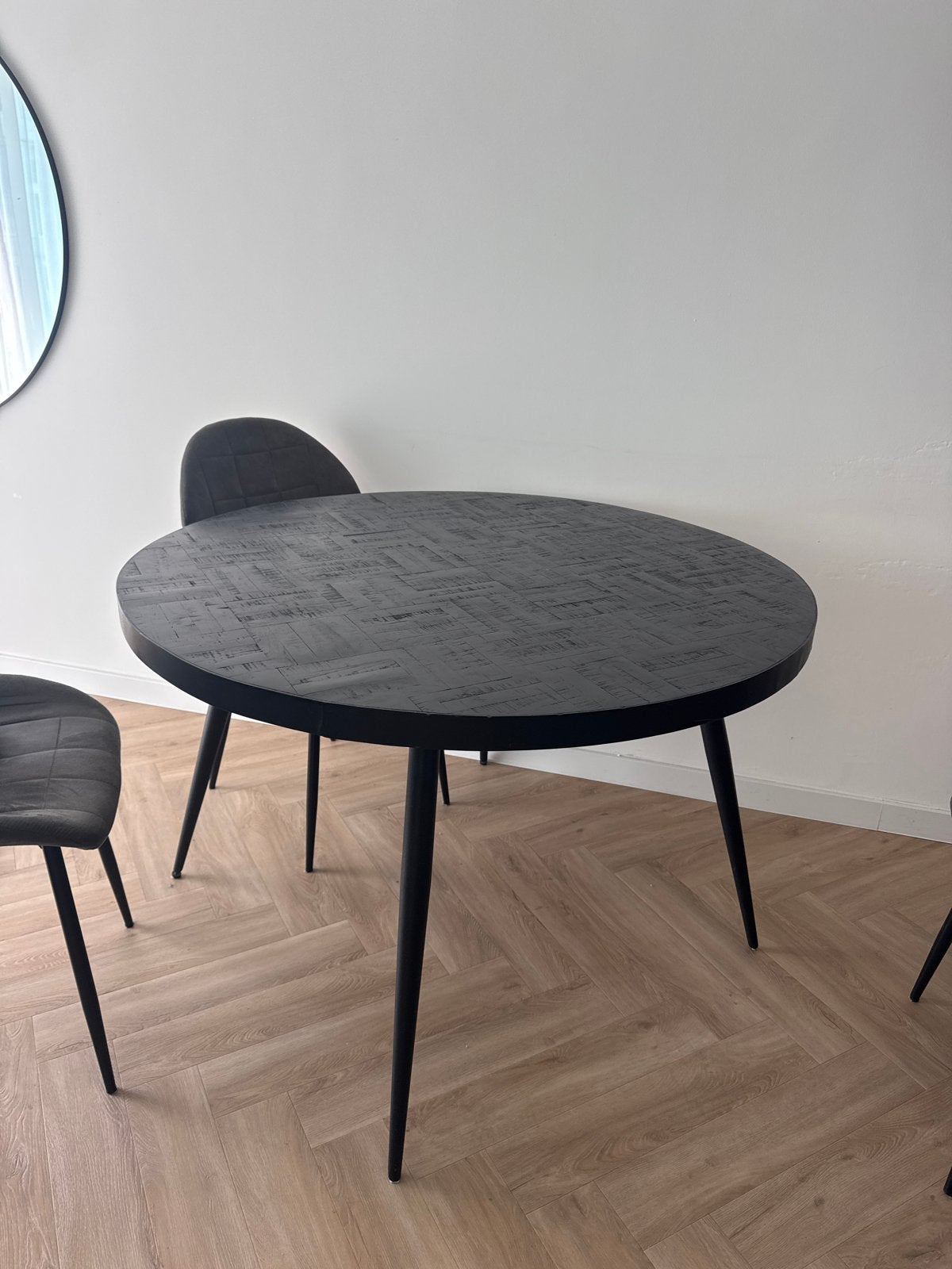 Loods5 Dutchbone Eettafel Zwart 120cm, Ophalen, Gebruikt, 100 tot 150 cm, Rond