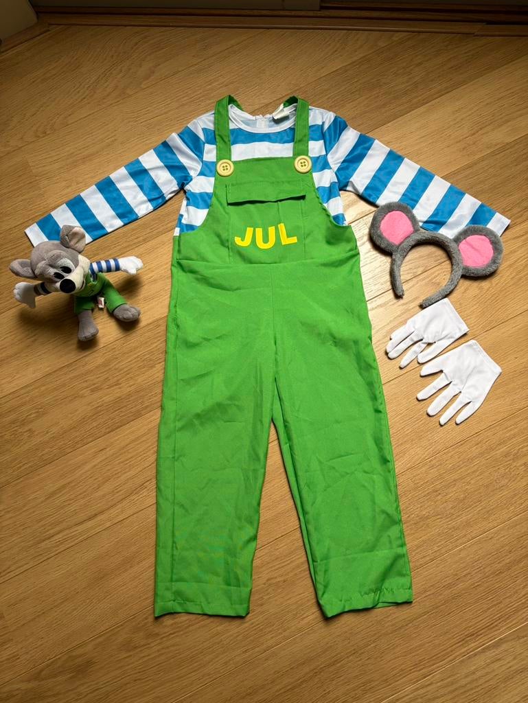 Verkleedset en knuffel Jul de Muis Julianatoren 110/116 zgan, Ophalen of Verzenden, Zo goed als nieuw, 110 t/m 116, Jongen of Meisje
