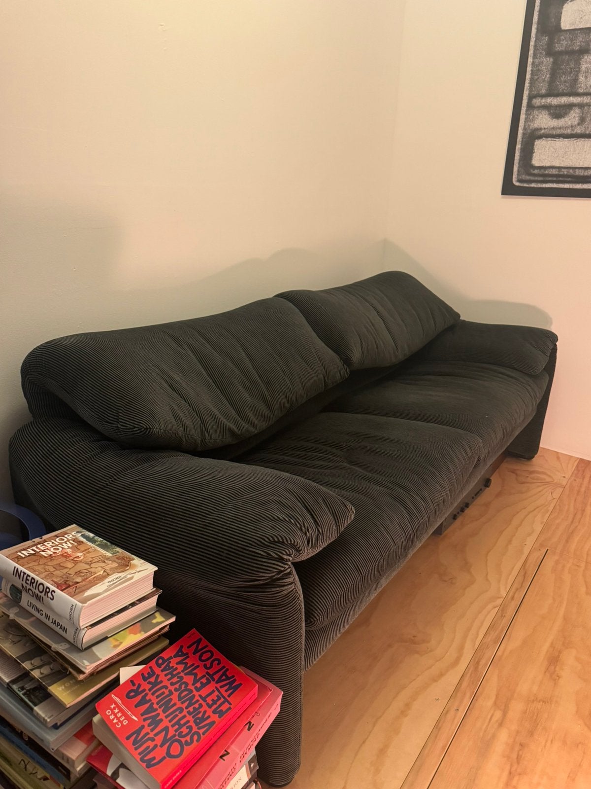 Maralunga bank Cassina - zwart grijs - ruime 2 zits - 190cm, Ophalen, 150 tot 200 cm, Tweepersoons, 75 tot 100 cm