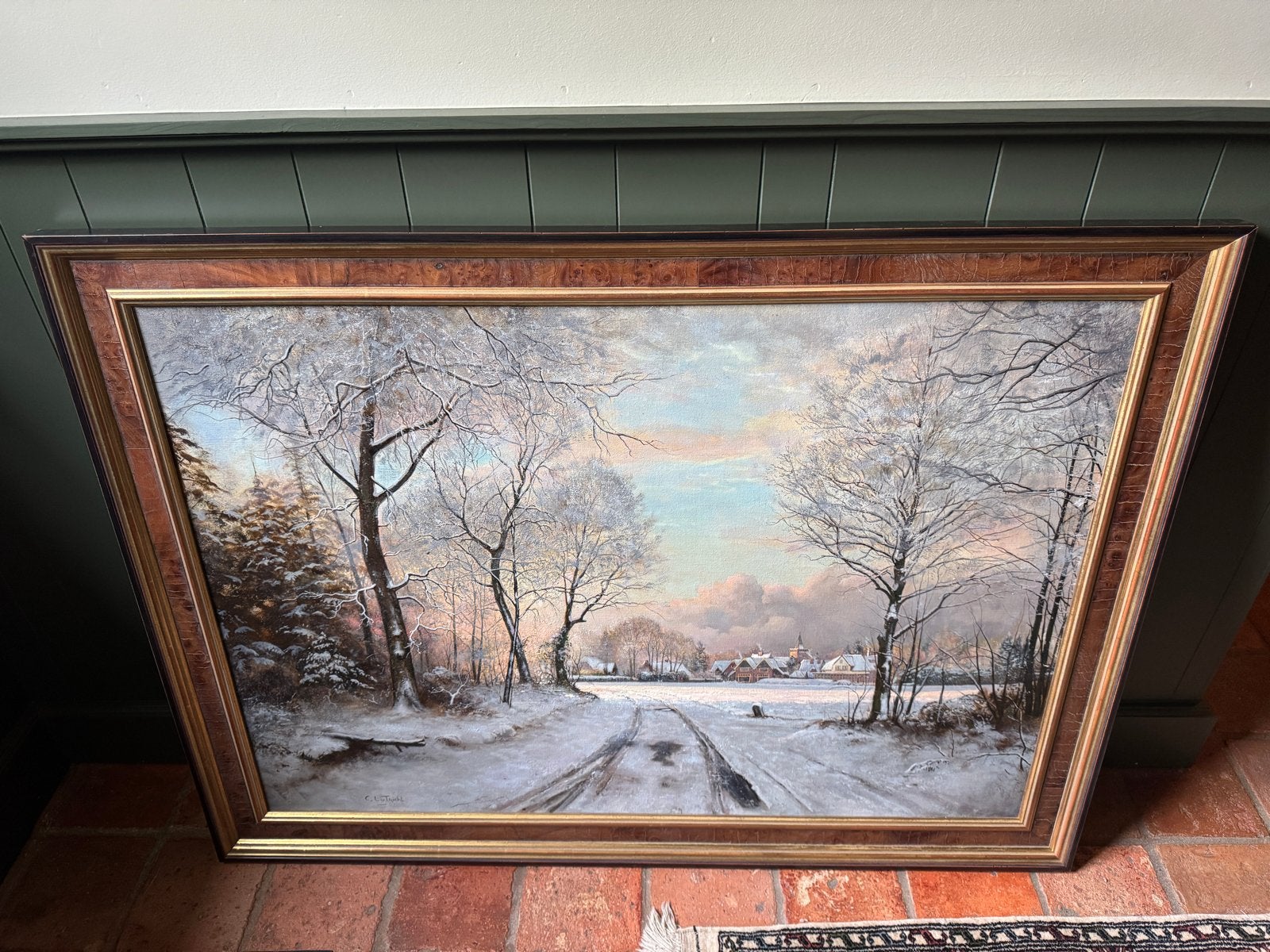 Schilderij Winterlandschap Blaricum - Cor van Tricht, Doek, Ophalen of Verzenden, Gesigneerd, Landschap