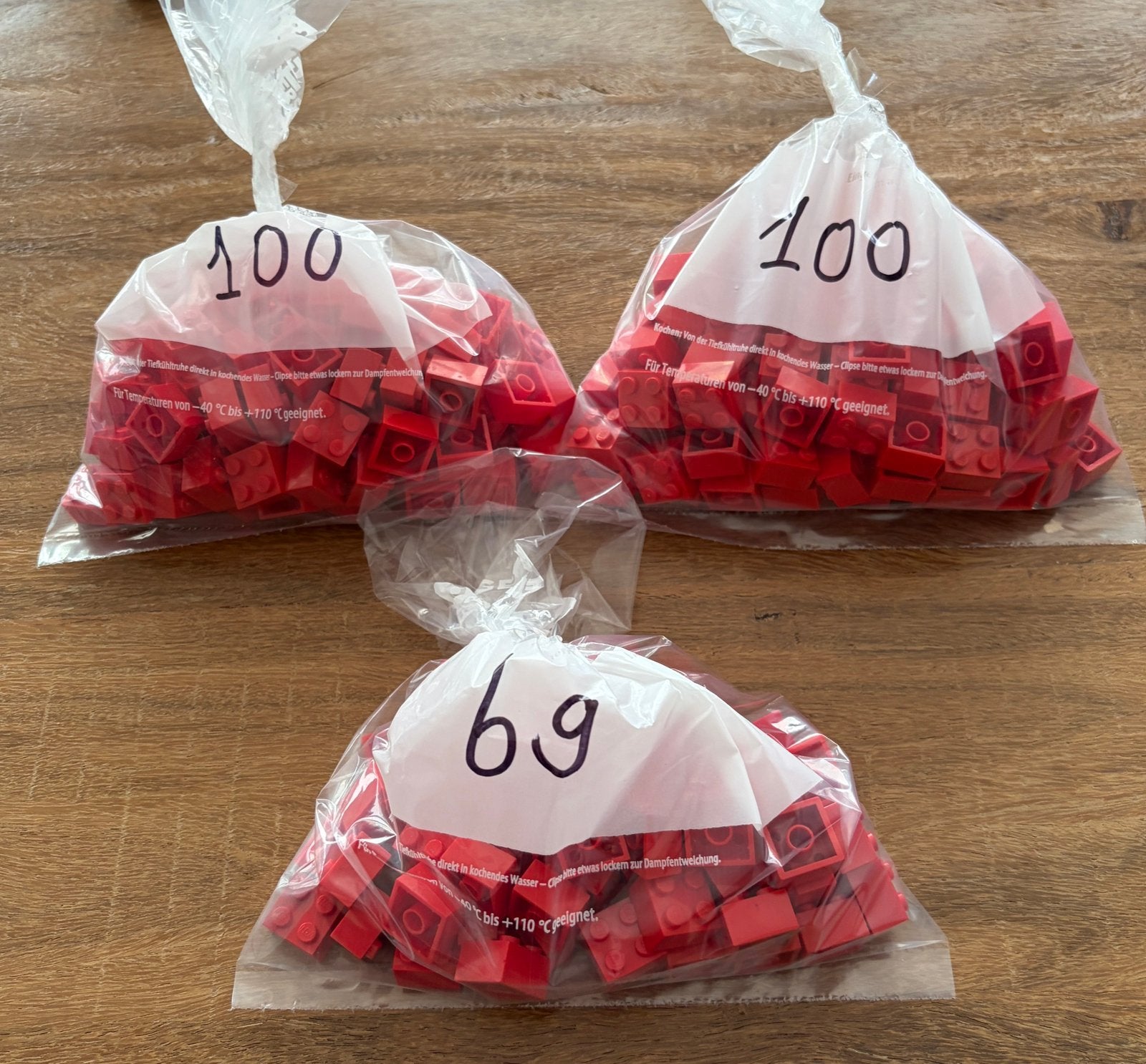 Rode LEGO blokjes  2 x 2 (269 st), Ophalen of Verzenden, Zo goed als nieuw