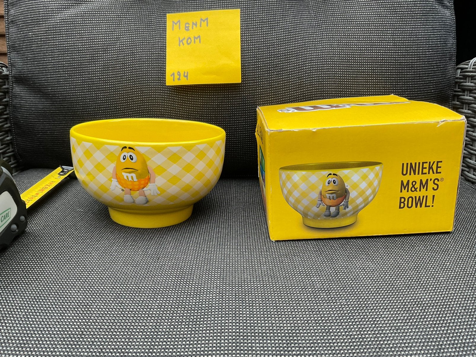 Nieuw zgan, geen schade, MenM M&M kommetje met doosje, Verzamelen, Ophalen, Zo goed als nieuw, Gebruiksvoorwerp