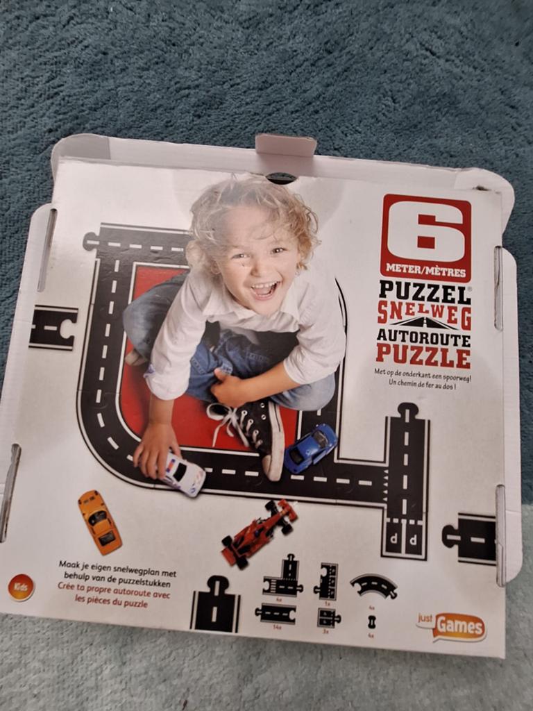Puzzel Snelweg Autoroute met houten voertuigen, Ophalen, Gebruikt