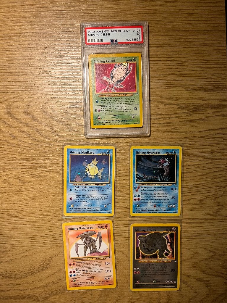 Pokémon kaarten meerdere shining kaarten uit de neo serie, Ophalen of Verzenden, Gebruikt, Losse kaart, Foil