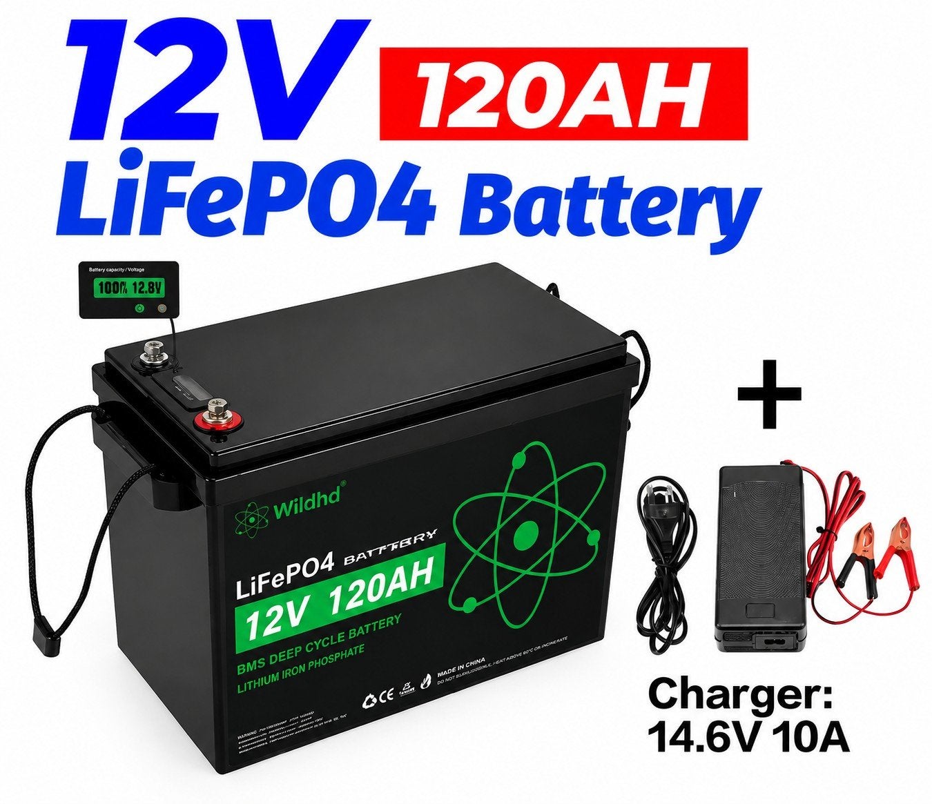 Nieuwe 12V 120AH LiFePO4 Accu met Oplader, Ophalen
