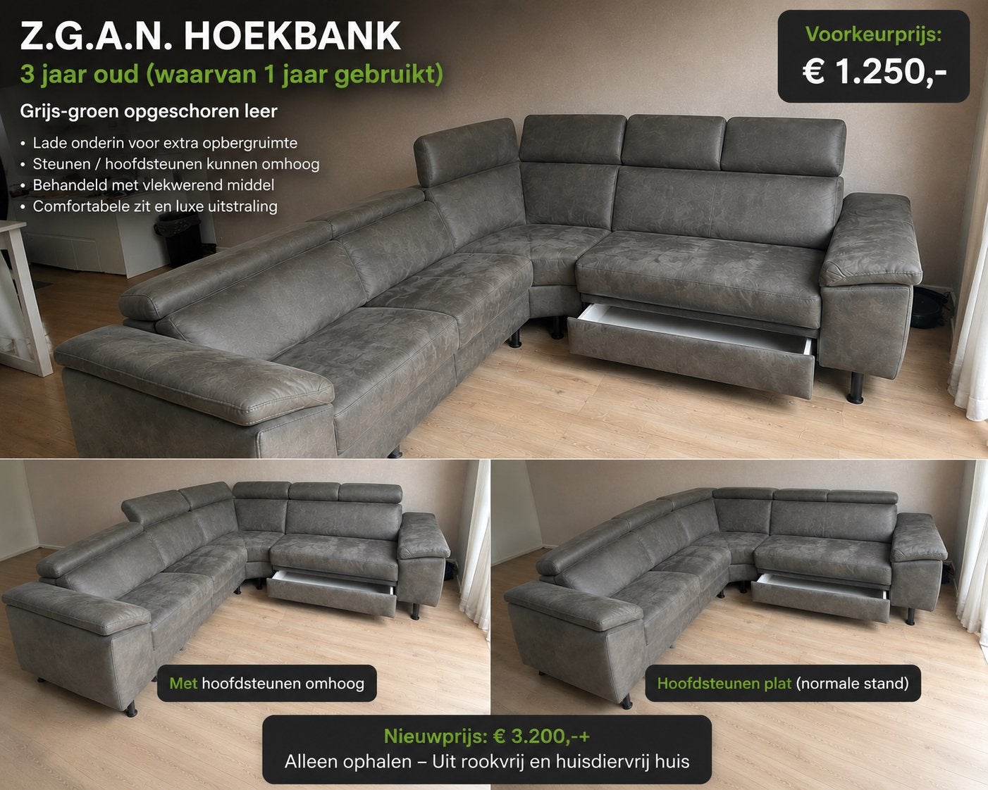 Hoekbank, Huis en Inrichting, Banken | Bankstellen, Overige materialen, 250 tot 300 cm, Hoekbank, 75 tot 100 cm